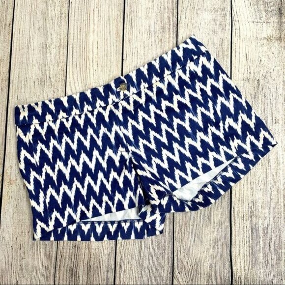 J.Crew Blue and White Chevron Print Shorts - Picture 1 of 4